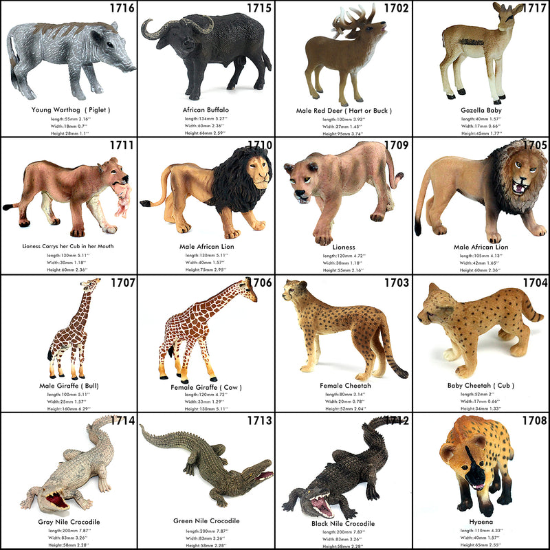 African Jungle Animals Figure Set of 63-count