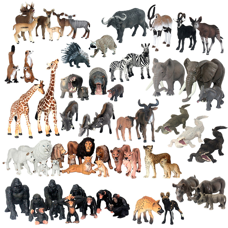 African Jungle Animals Figure Set of 63-count