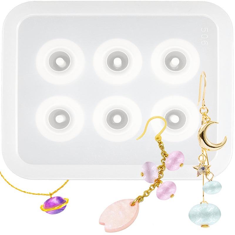 Rondelle Beads Resin Silicone Mold with Hole, 9mm