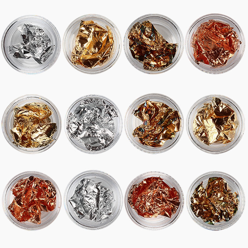 Foil Paillette Chip 12-pot Gold|Silver|Copper