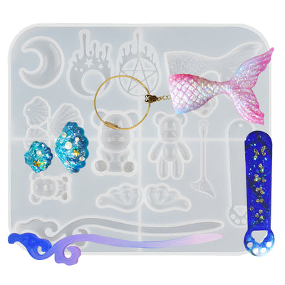 Charms Jewelry Making Silicone Resin Mold Hair Pin|Magic Wand|Mermaid Tail|Bear