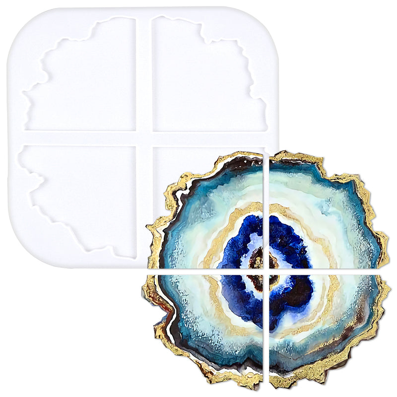 Ridged Agate Coaster Silicone Resin Mold 4-cavity