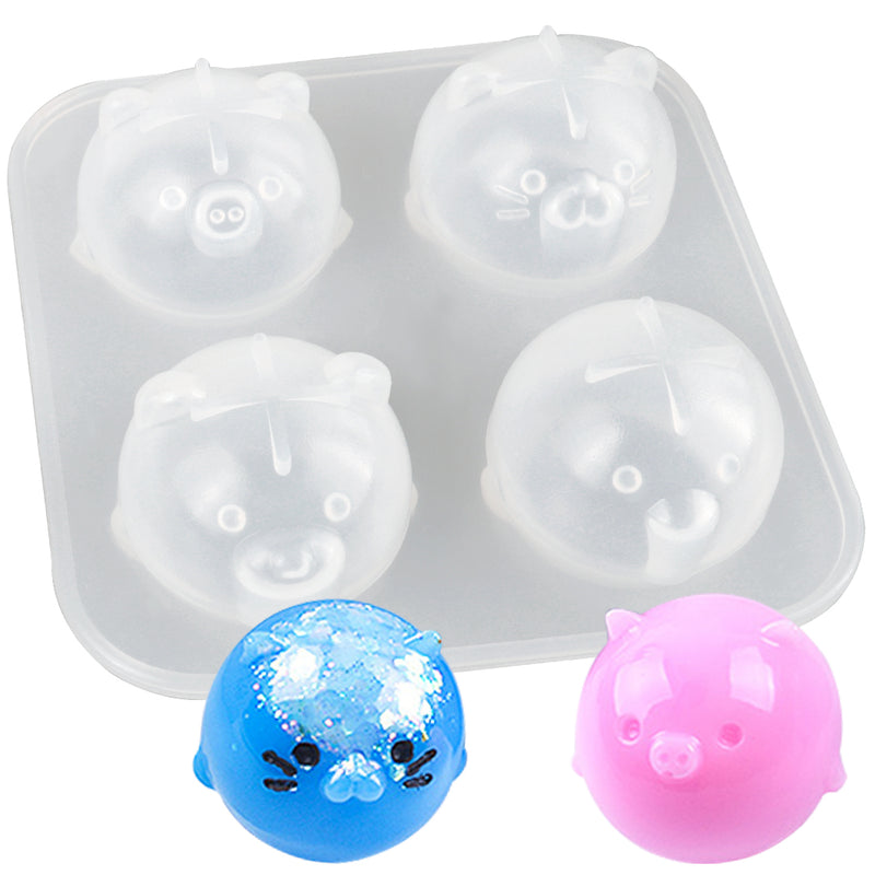 Animal Resin Silicone Mold 4-cavity Pig|Chicken|Cat