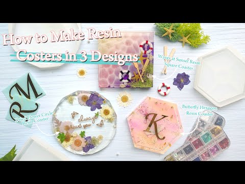 Coaster Epoxy Resin Silicone Molds Hexagon Square Round 3-Bundle with Tutorial Set