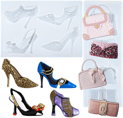 Handbag and High-heel Shoe Silicone Candy Mold for Cake Decoration