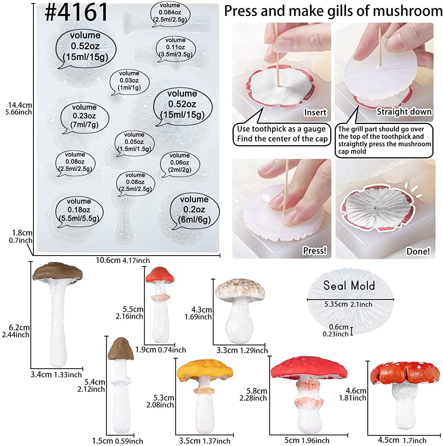 3D Mushroom Silicone Mold Mushroom Resin Mold Mushroom Epoxy Resin