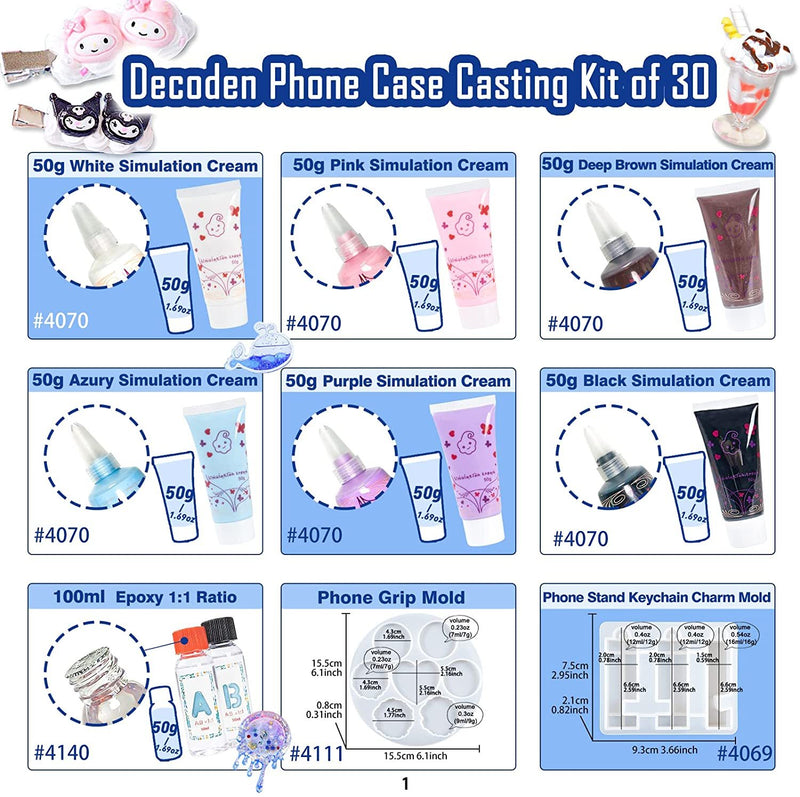 Decoden Whipped Cream Phone Case DIY Epoxy Resin Casting Kits Pack of 36