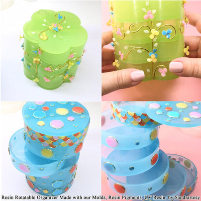 Rotatable Storage Box Flower Resin Silicone Molds