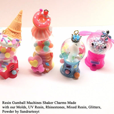 3D Gumball Machine Resin Shaker Molds Set 4 Tays with 5 Glass Bubbles