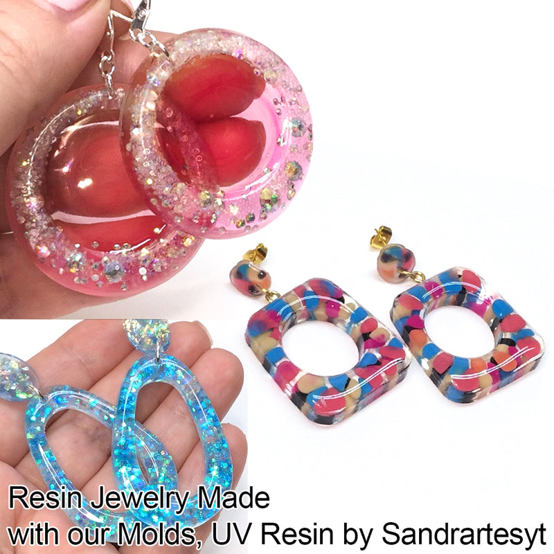 Geometric Epoxy Resin Silicone Molds Set 6-count Hoop Earrings|Pendant|Charm