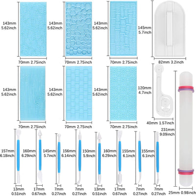Fondant Impression Mat & Sugarcraft Modelling Tools Set of 17-kit